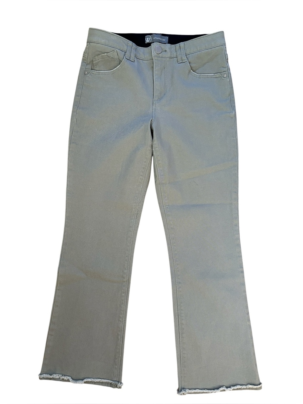 Wit & Wisdom Bootcut High Waist Raw Hem Sage Green Jeans Size 6